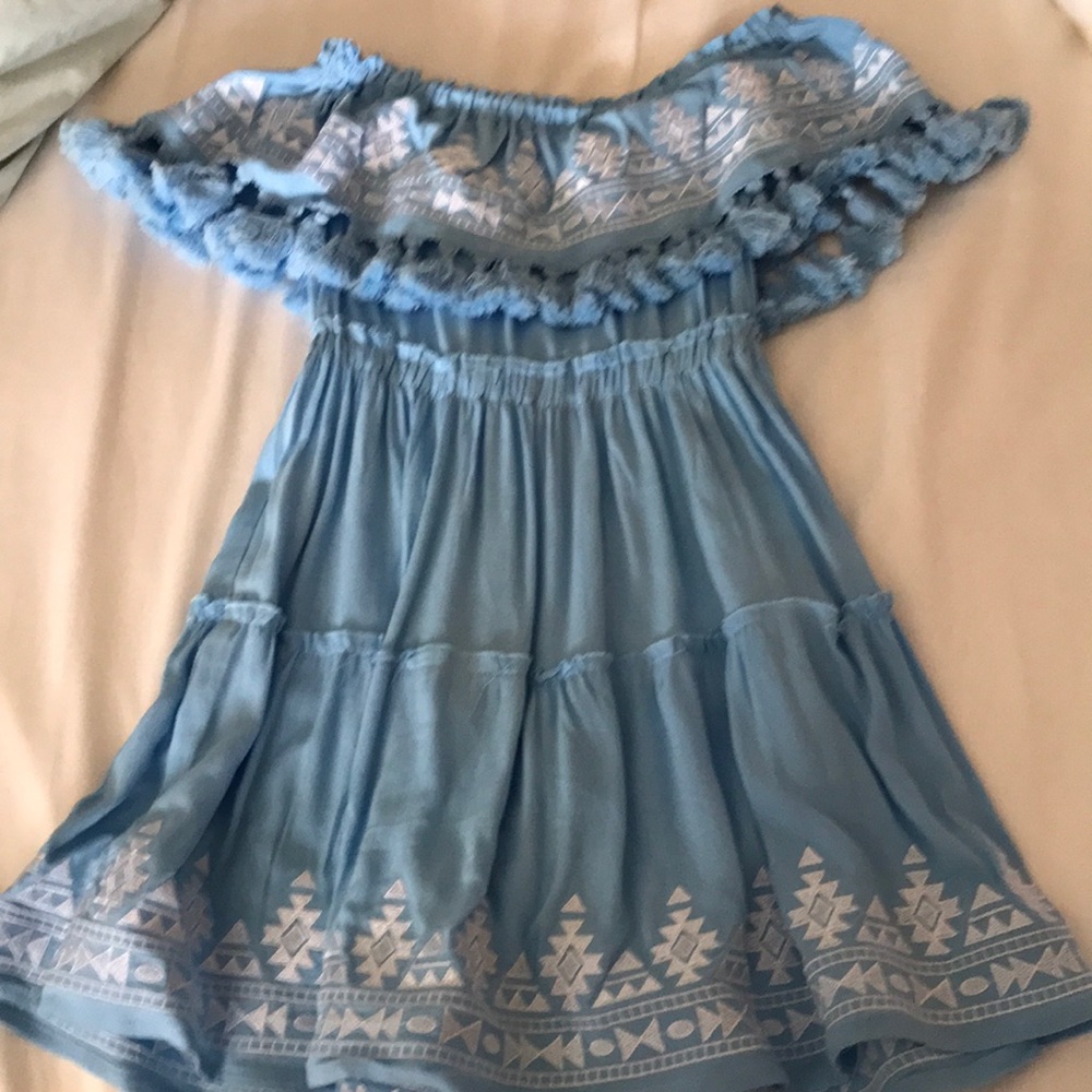 Off the shoulder blue dress